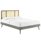 Modway Kelsea Cane and Wood Full Platform Bed With Splayed Legs FredCo