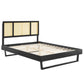 Modway Kelsea Cane and Wood King Platform Bed With Angular Legs FredCo