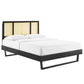 Modway Kelsea Cane and Wood King Platform Bed With Angular Legs FredCo