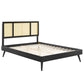 Modway Kelsea Cane and Wood King Platform Bed With Splayed Legs FredCo