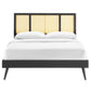Modway Kelsea Cane and Wood King Platform Bed With Splayed Legs FredCo