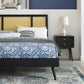 Modway Kelsea Cane and Wood Queen Platform Bed With Splayed Legs FredCo