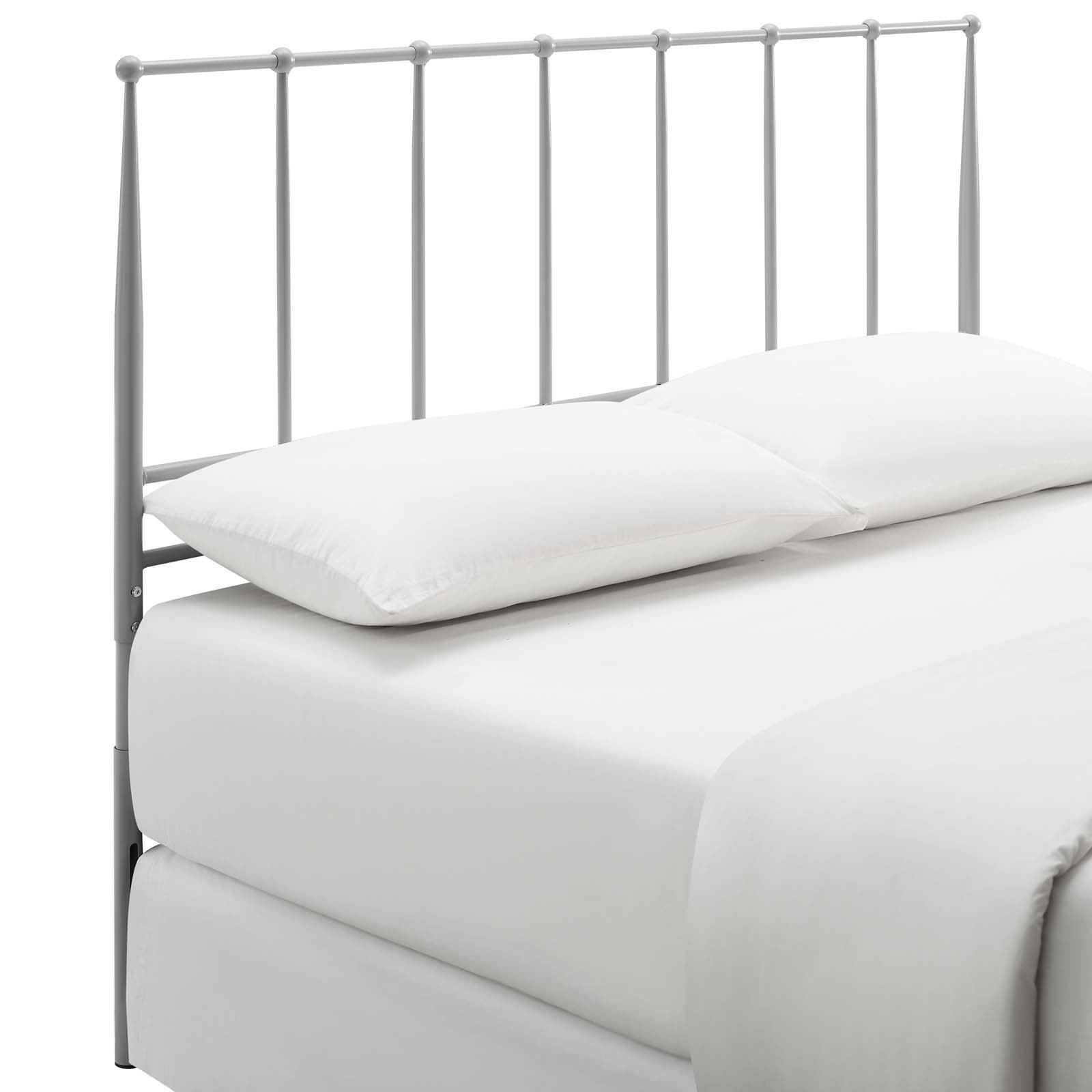 Modway Kiana Full Metal Headboard - Gray Stainless Steel Farmhouse Style For Twin Beds - Adjustable 39-48.8" Height