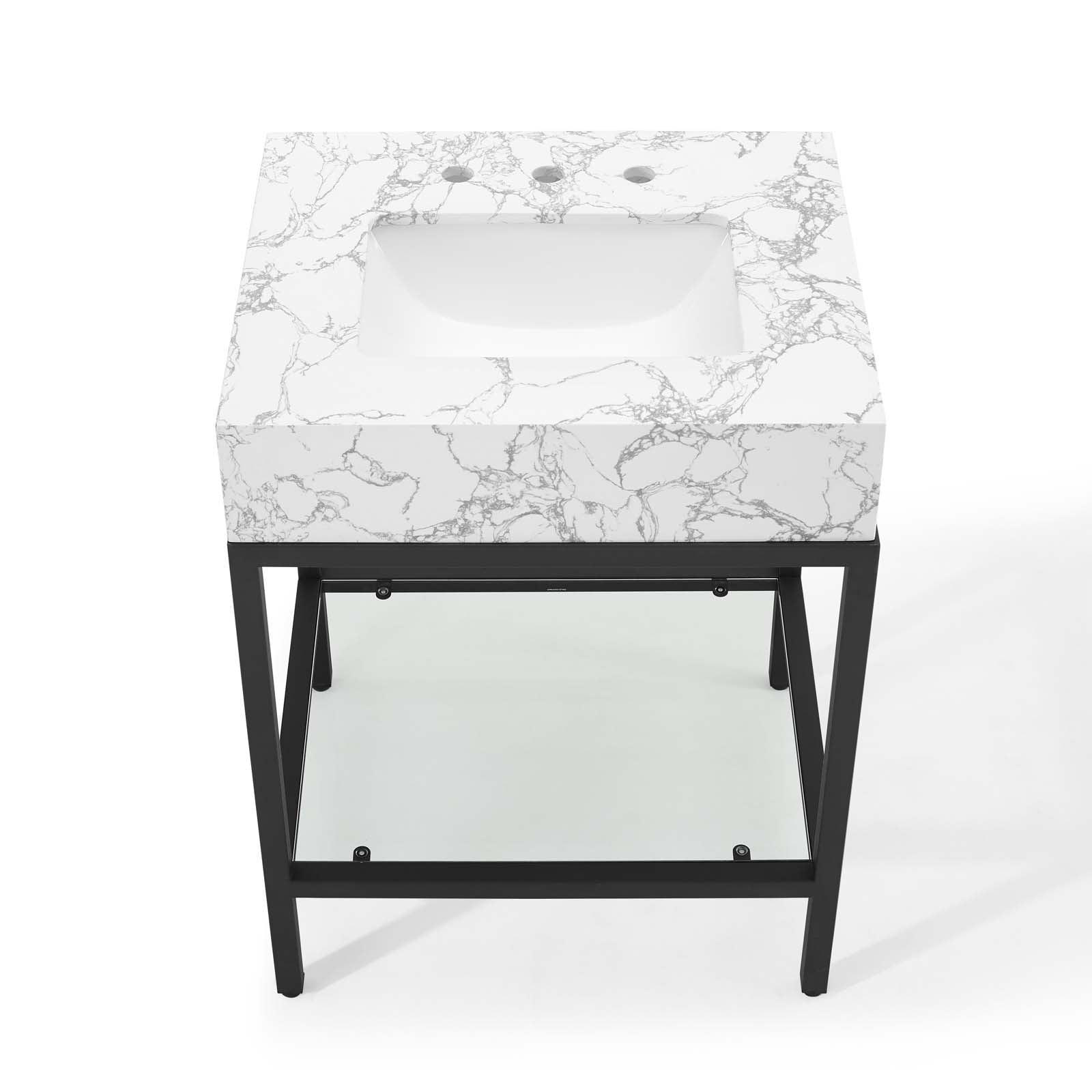 Modway Kingsley 26" Black Stainless Steel Bathroom Vanity FredCo