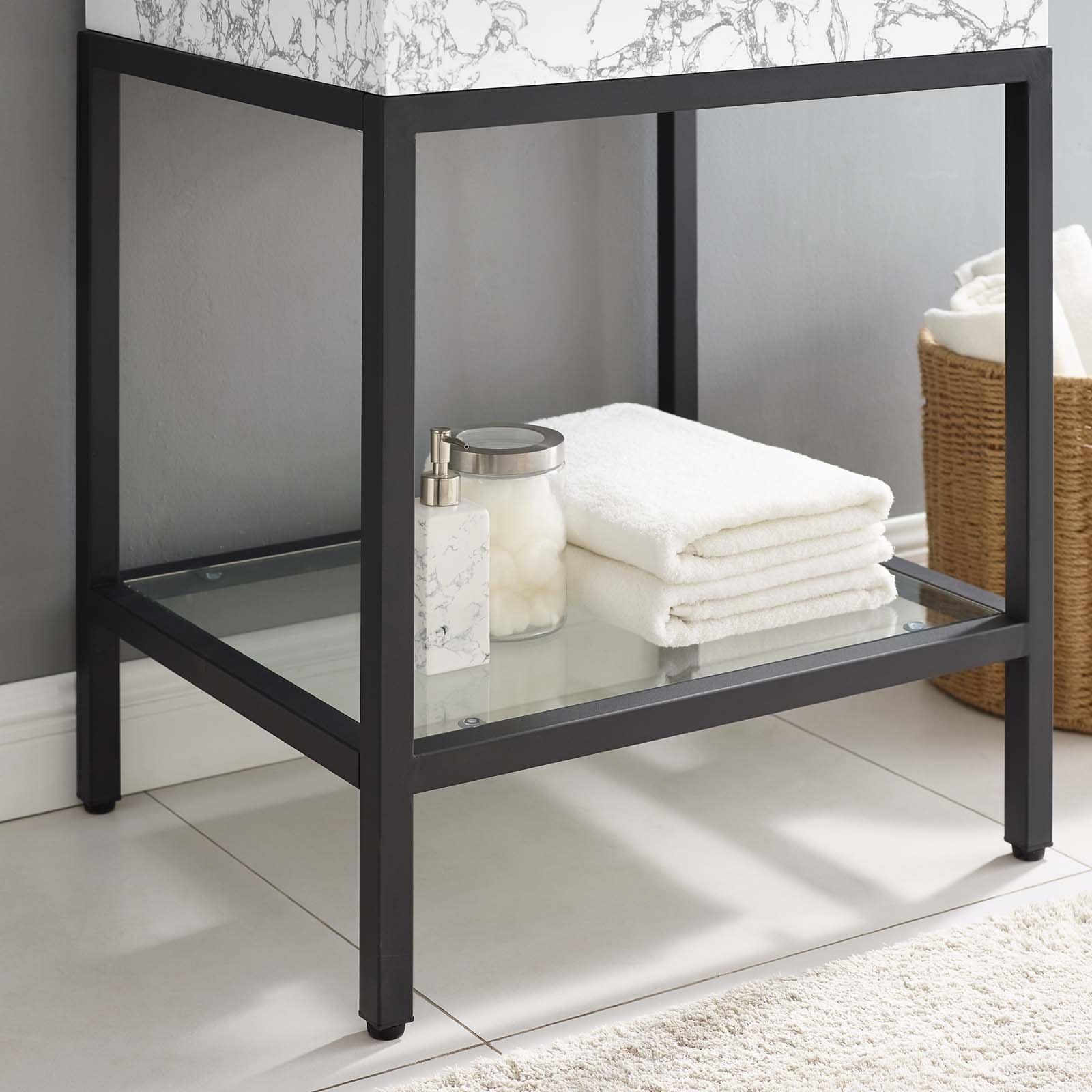 Modway Kingsley 26" Black Stainless Steel Bathroom Vanity FredCo