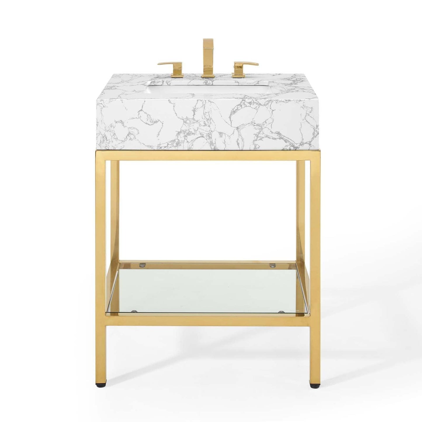 Modway Kingsley 26" Gold Stainless Steel Bathroom Vanity FredCo