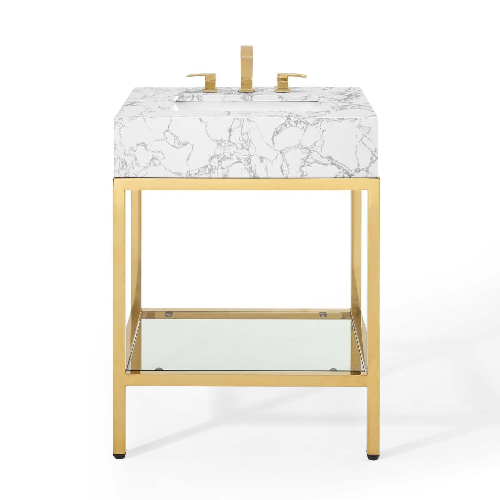 Modway Kingsley 26" Gold Stainless Steel Bathroom Vanity FredCo