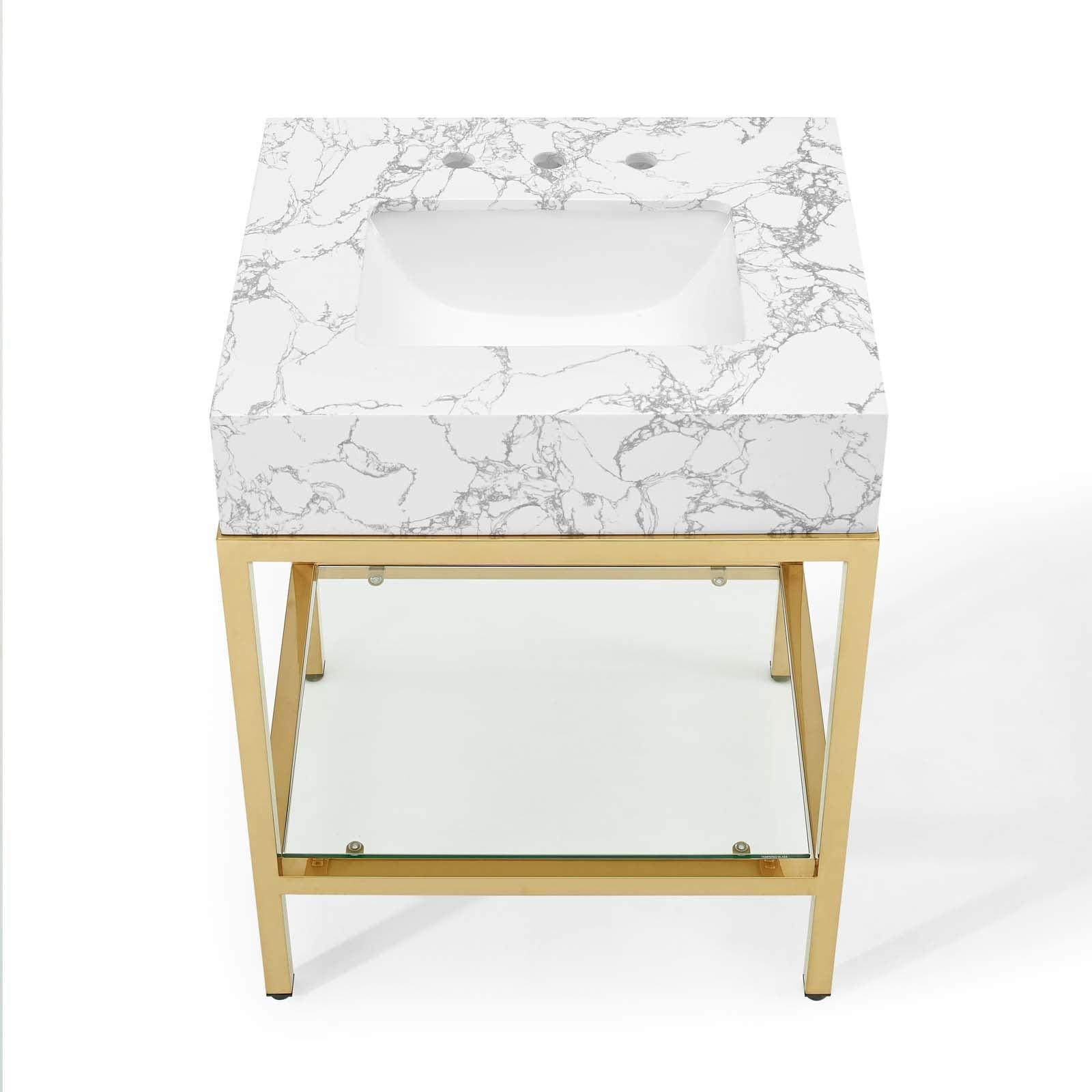 Modway Kingsley 26" Gold Stainless Steel Bathroom Vanity FredCo