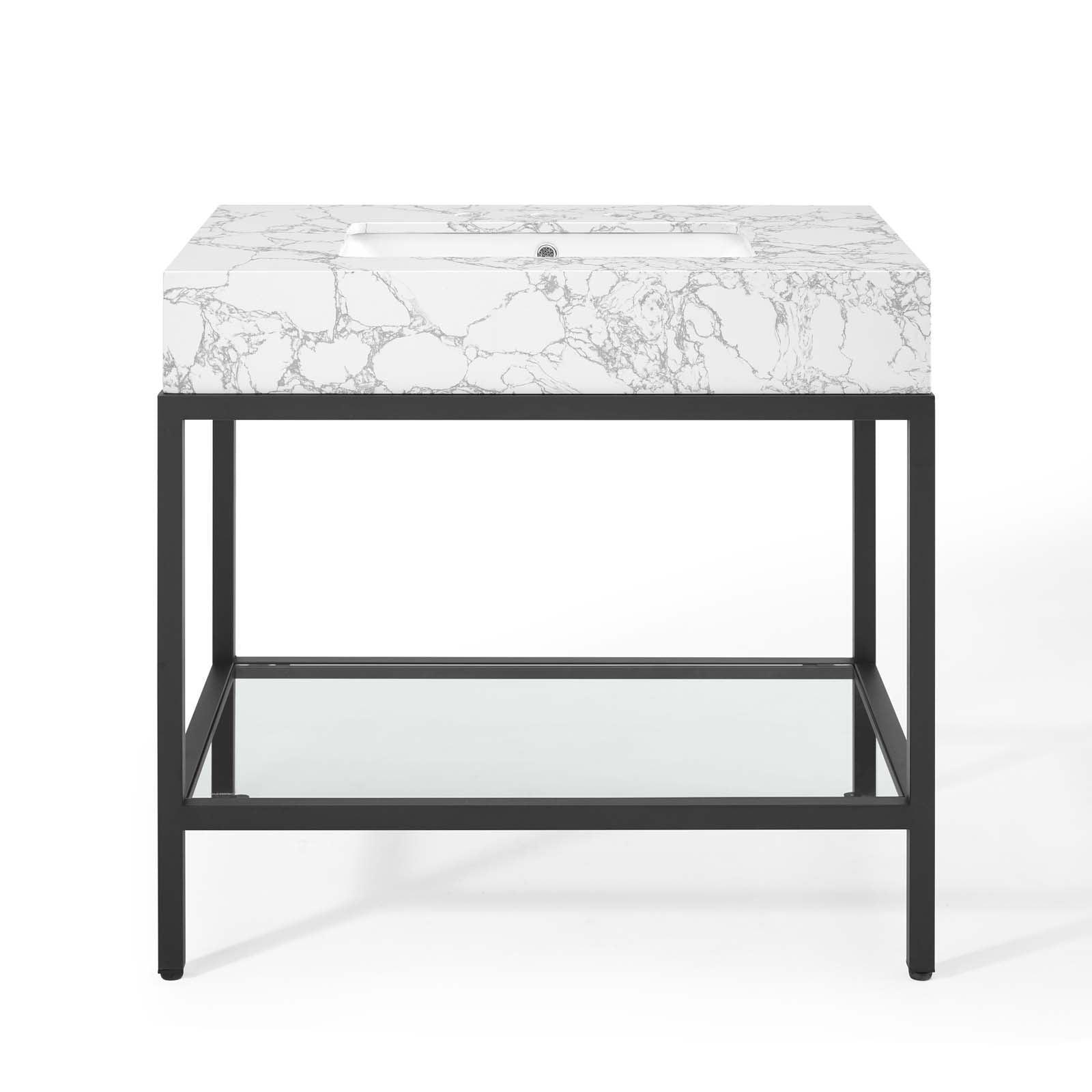 Modway Kingsley 36" Black Stainless Steel Bathroom Vanity FredCo