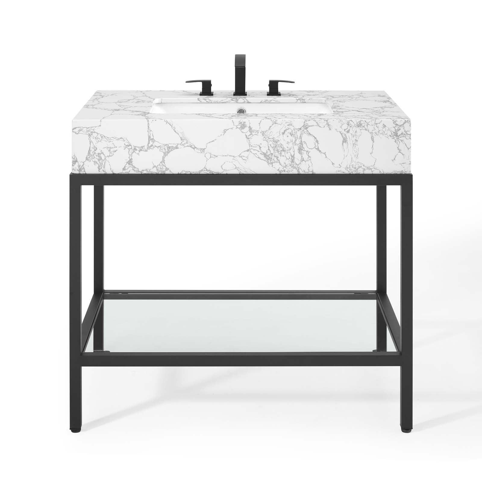 Modway Kingsley 36" Black Stainless Steel Bathroom Vanity FredCo