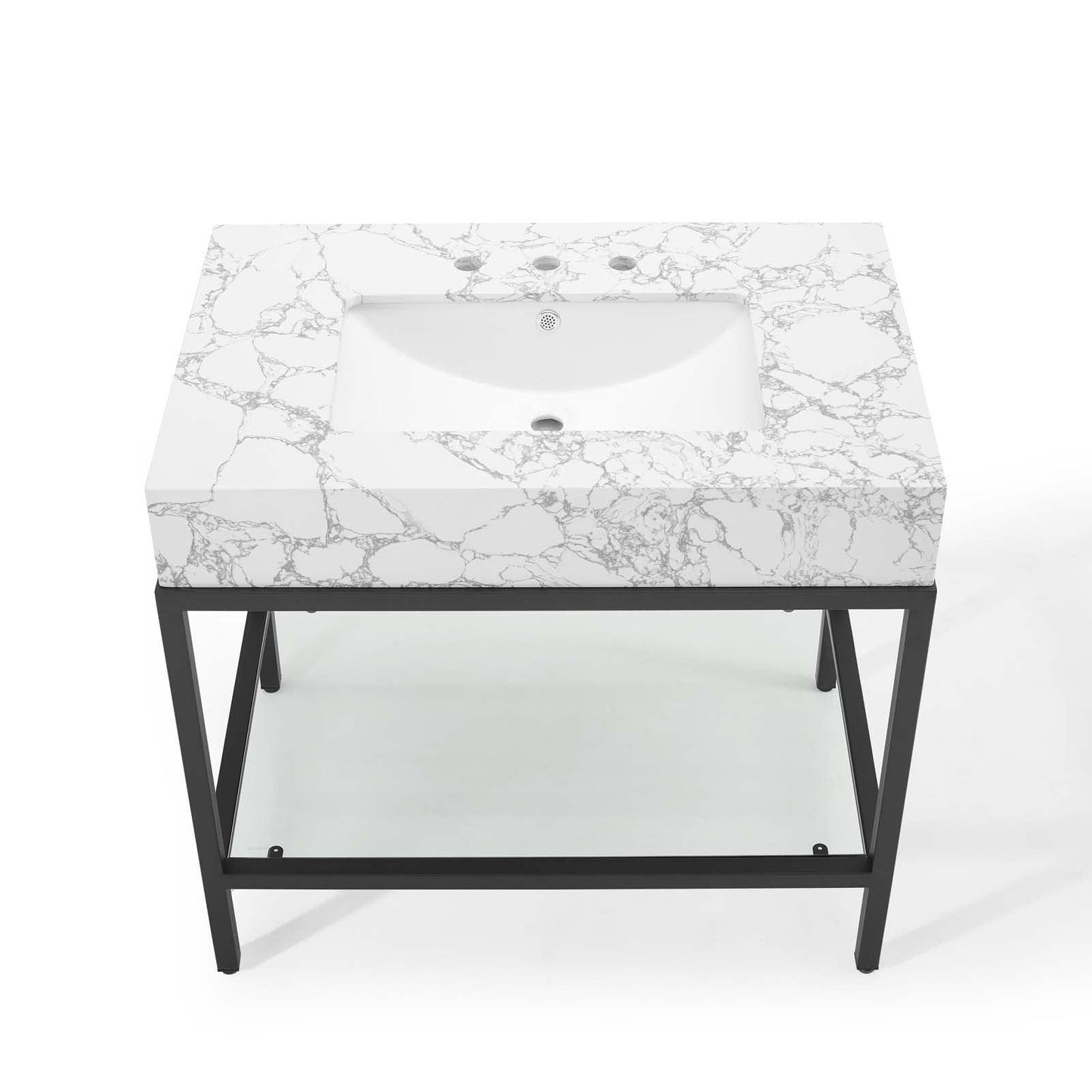 Modway Kingsley 36" Black Stainless Steel Bathroom Vanity FredCo
