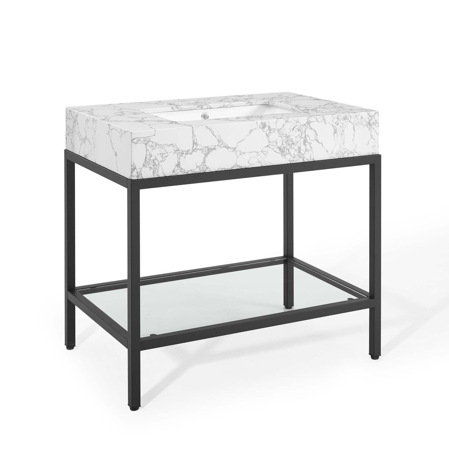 Modway Kingsley 36" Black Stainless Steel Bathroom Vanity FredCo