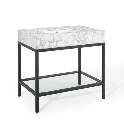Modway Kingsley 36" Black Stainless Steel Bathroom Vanity FredCo