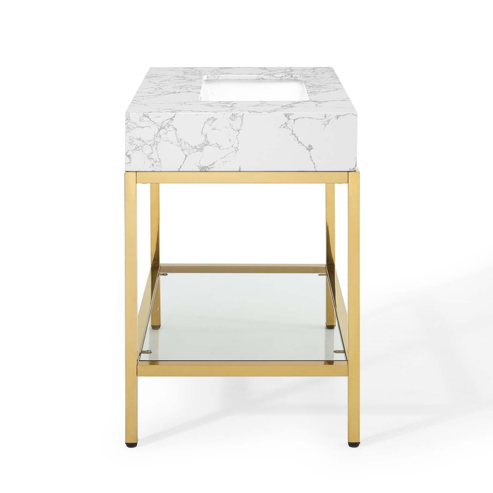 Modway Kingsley 36" Gold Stainless Steel Bathroom Vanity FredCo