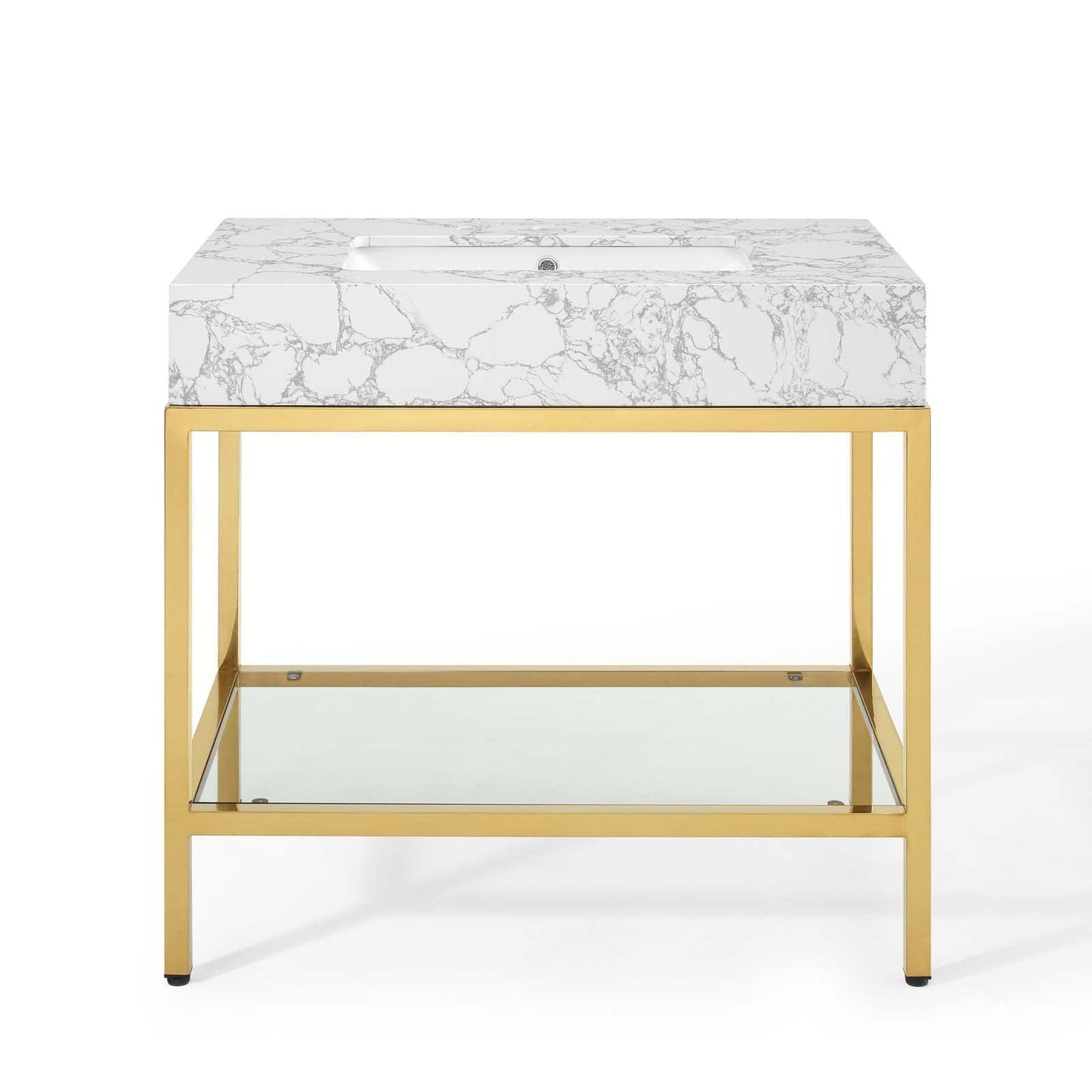 Modway Kingsley 36" Gold Stainless Steel Bathroom Vanity FredCo