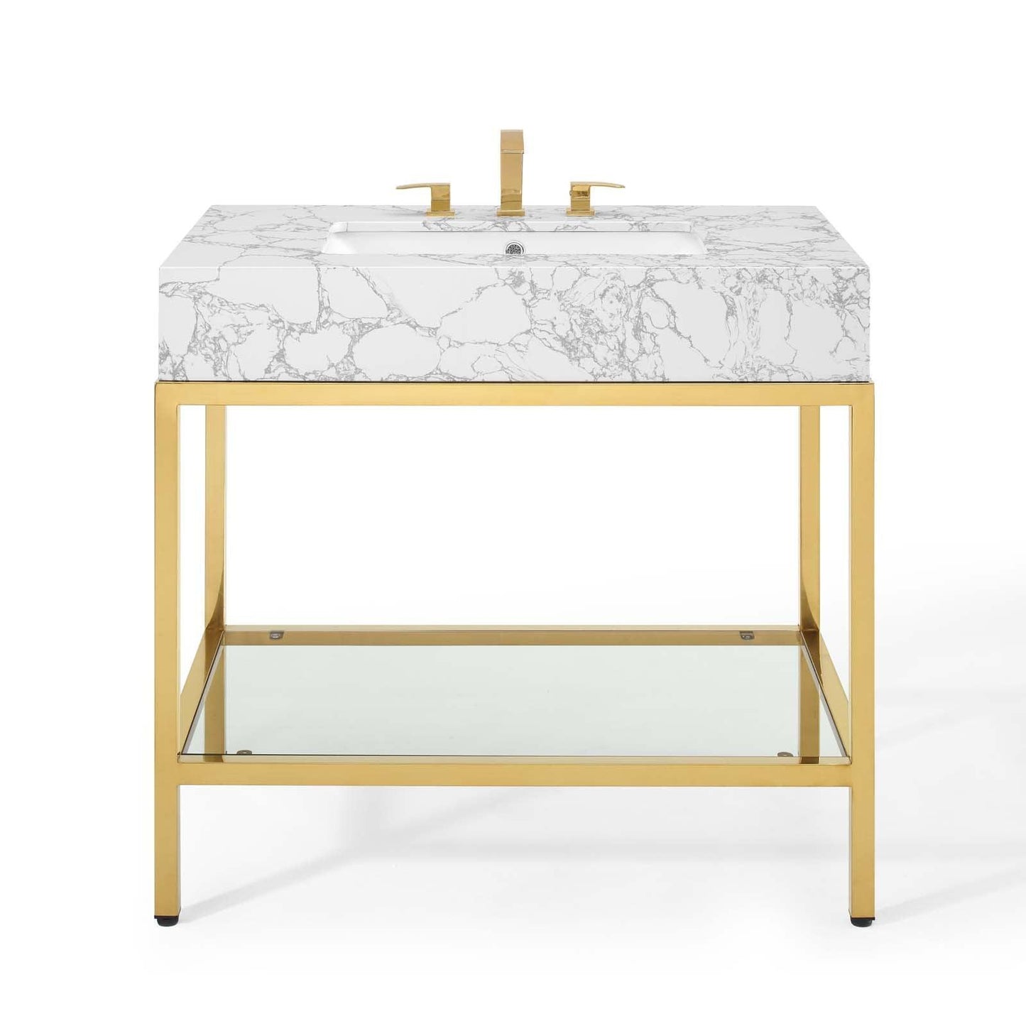 Modway Kingsley 36" Gold Stainless Steel Bathroom Vanity FredCo