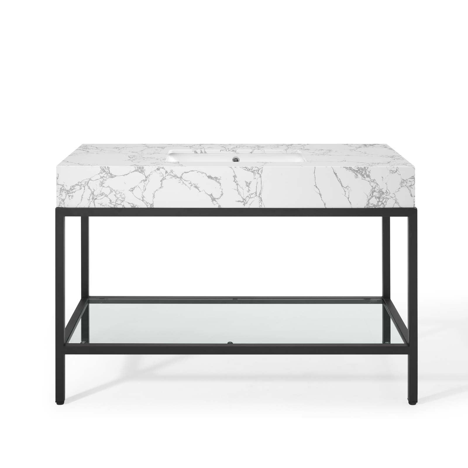 Modway Kingsley 50" Black Stainless Steel Bathroom Vanity FredCo