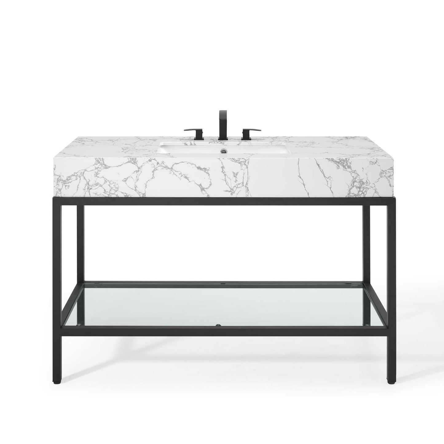 Modway Kingsley 50" Black Stainless Steel Bathroom Vanity FredCo