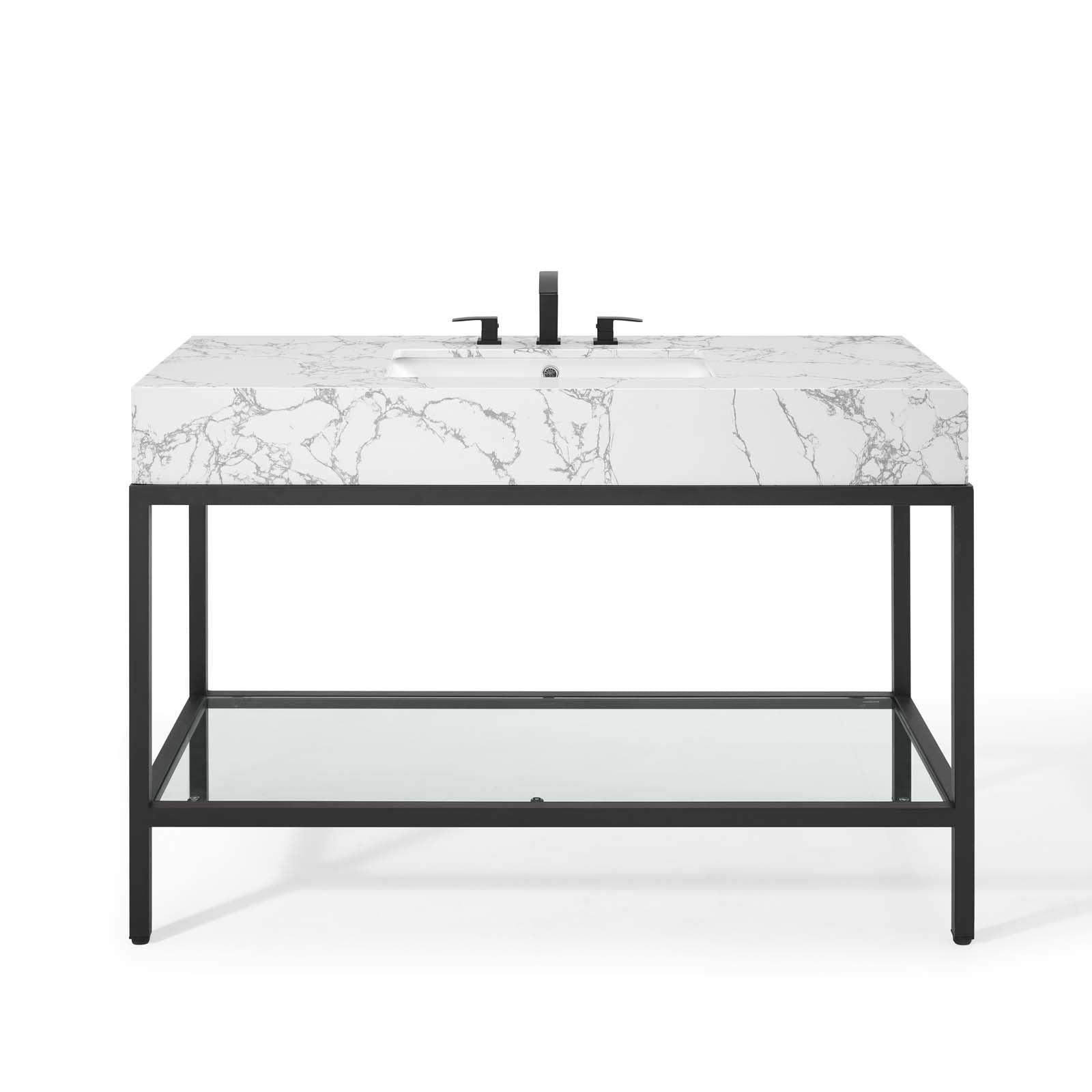 Modway Kingsley 50" Black Stainless Steel Bathroom Vanity FredCo