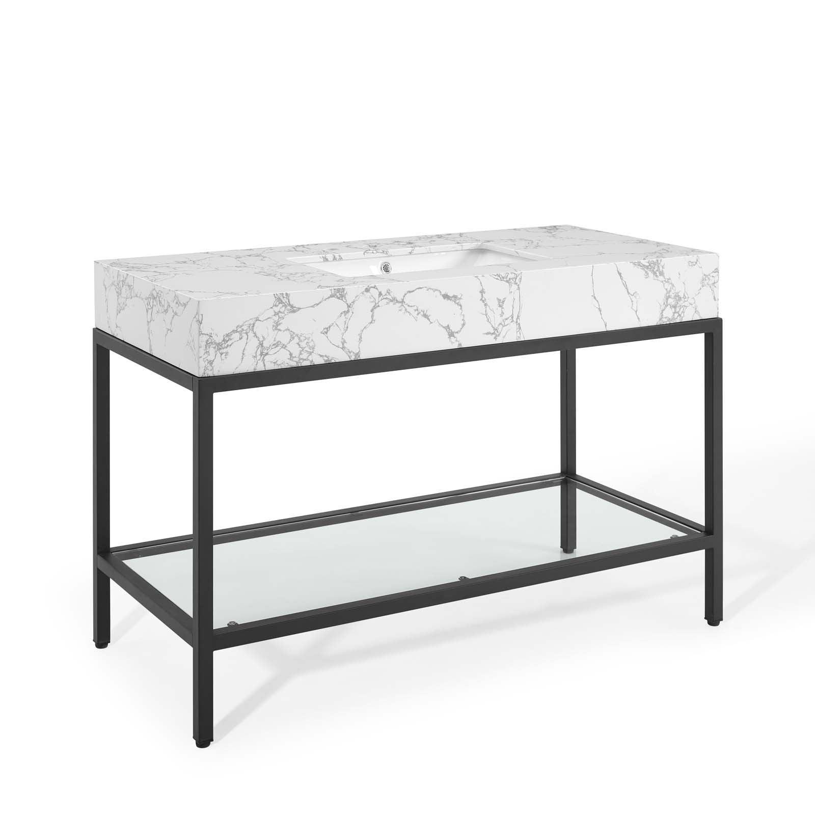 Modway Kingsley 50" Black Stainless Steel Bathroom Vanity FredCo