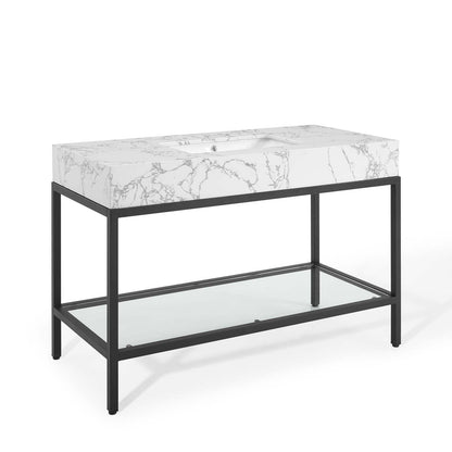 Modway Kingsley 50" Black Stainless Steel Bathroom Vanity FredCo