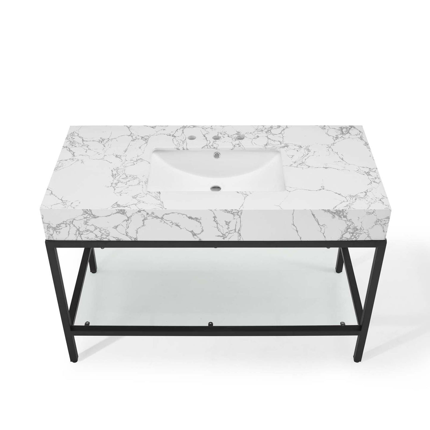 Modway Kingsley 50" Black Stainless Steel Bathroom Vanity FredCo