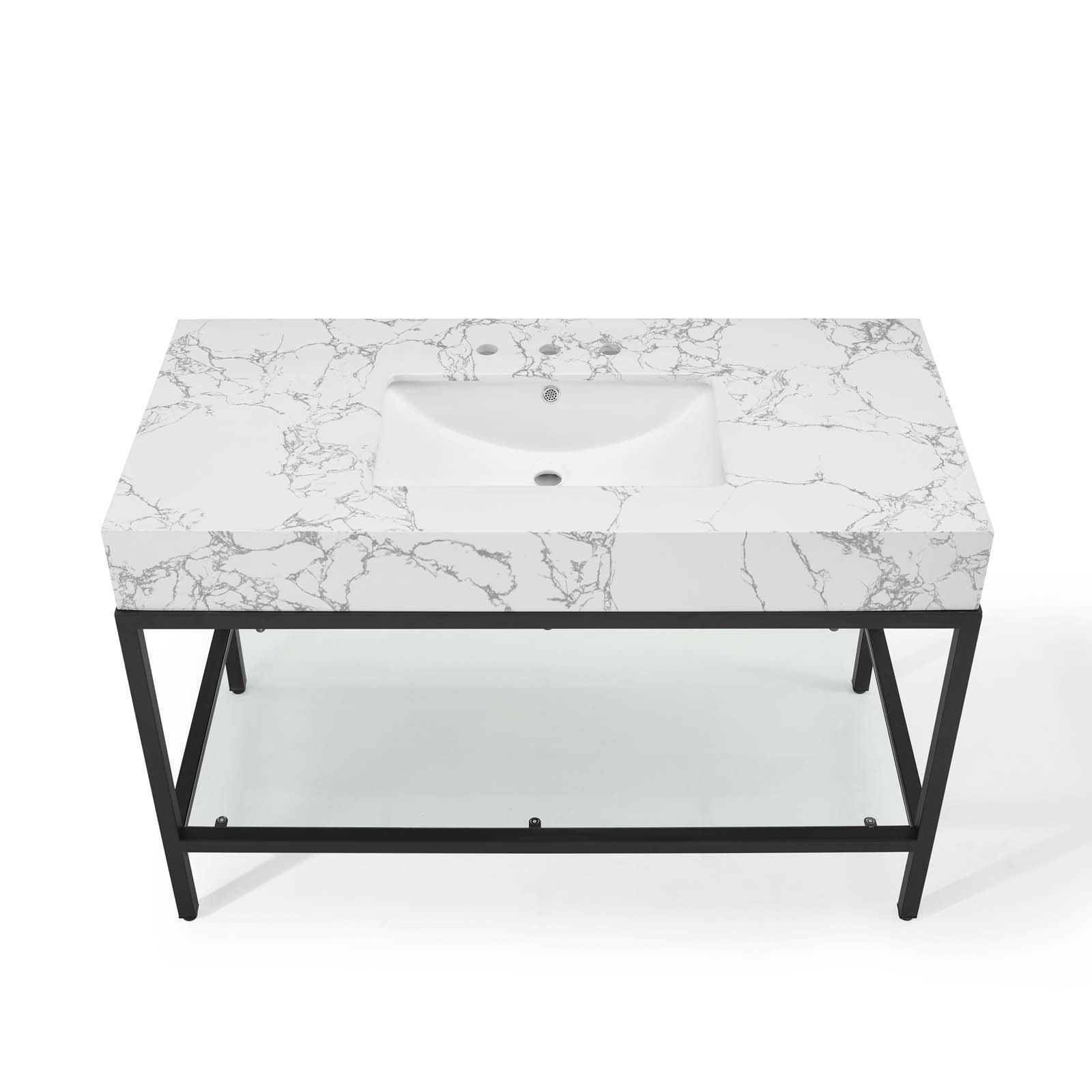 Modway Kingsley 50" Black Stainless Steel Bathroom Vanity FredCo