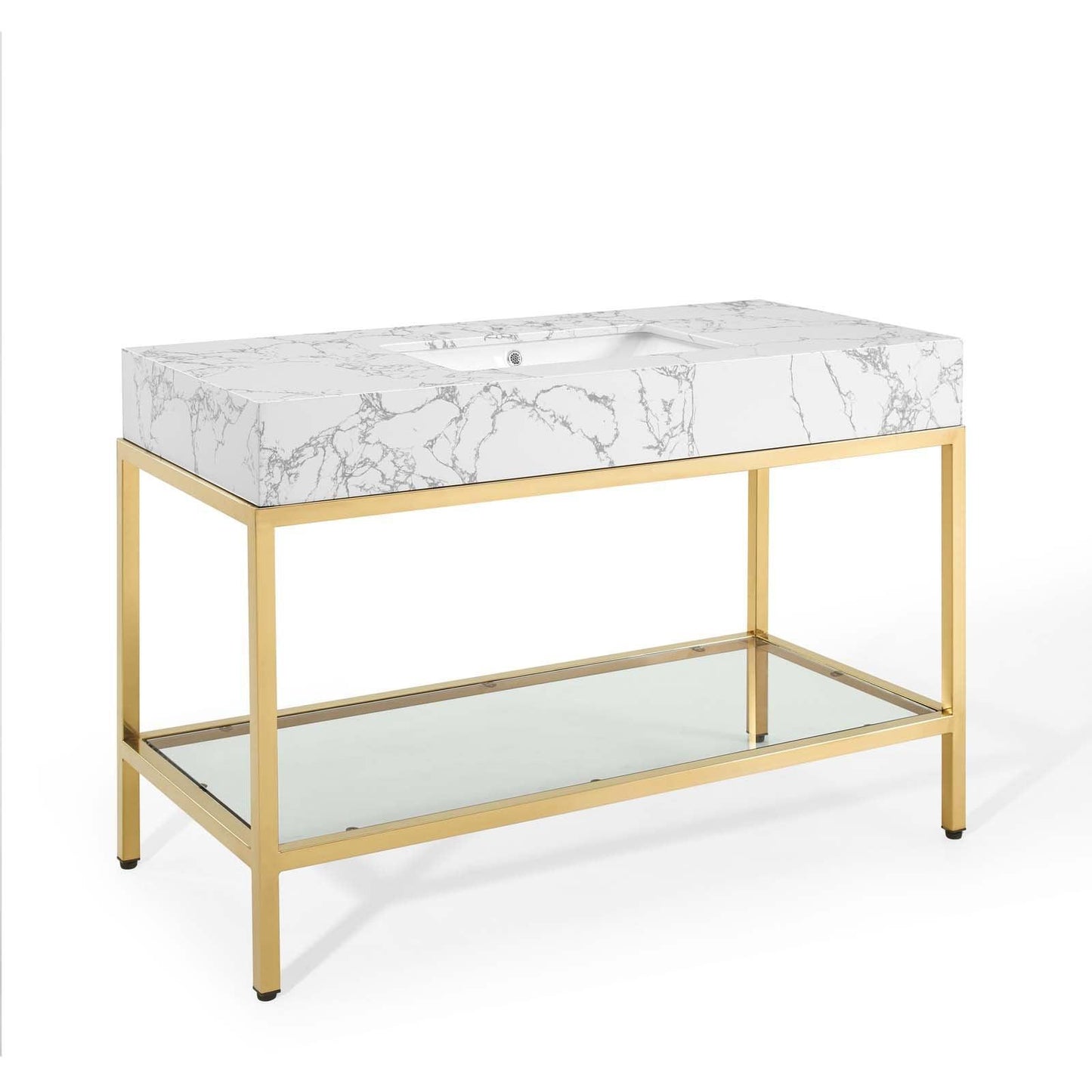 Modway Kingsley 50" Gold Stainless Steel Bathroom Vanity FredCo
