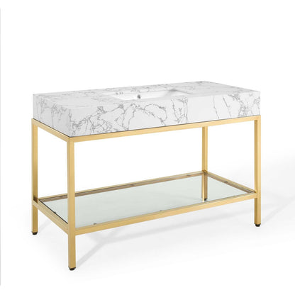 Modway Kingsley 50" Gold Stainless Steel Bathroom Vanity FredCo