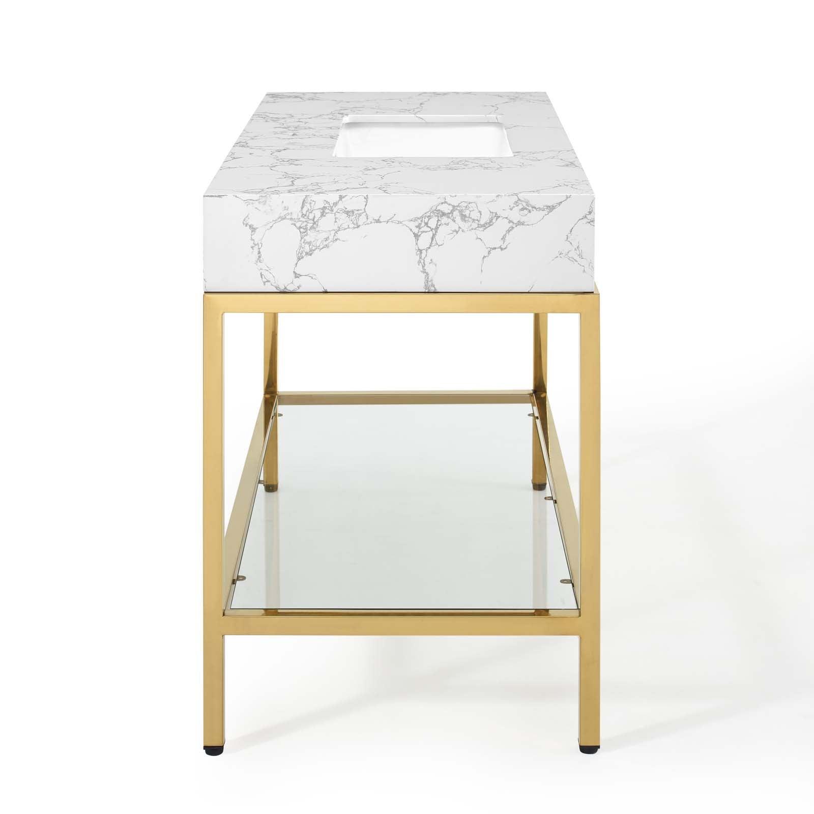 Modway Kingsley 50" Gold Stainless Steel Bathroom Vanity FredCo