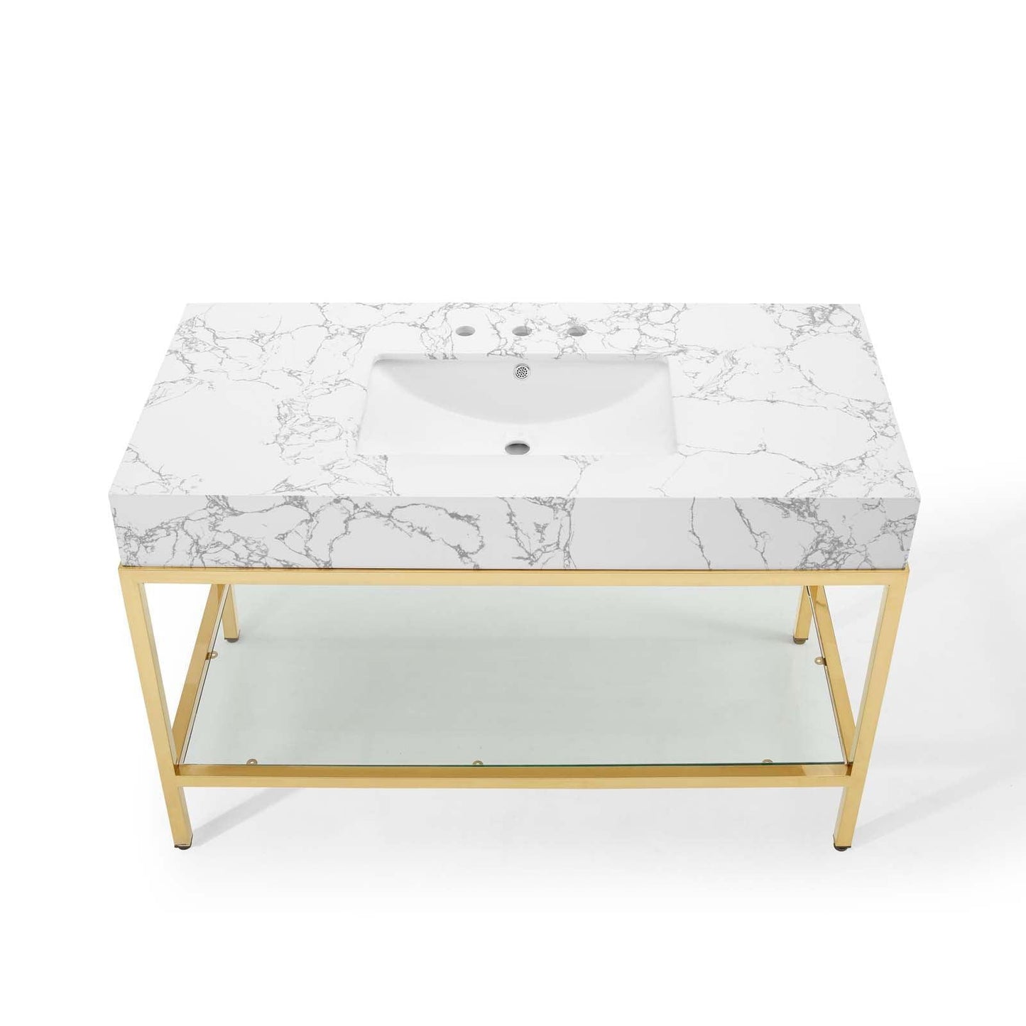 Modway Kingsley 50" Gold Stainless Steel Bathroom Vanity FredCo
