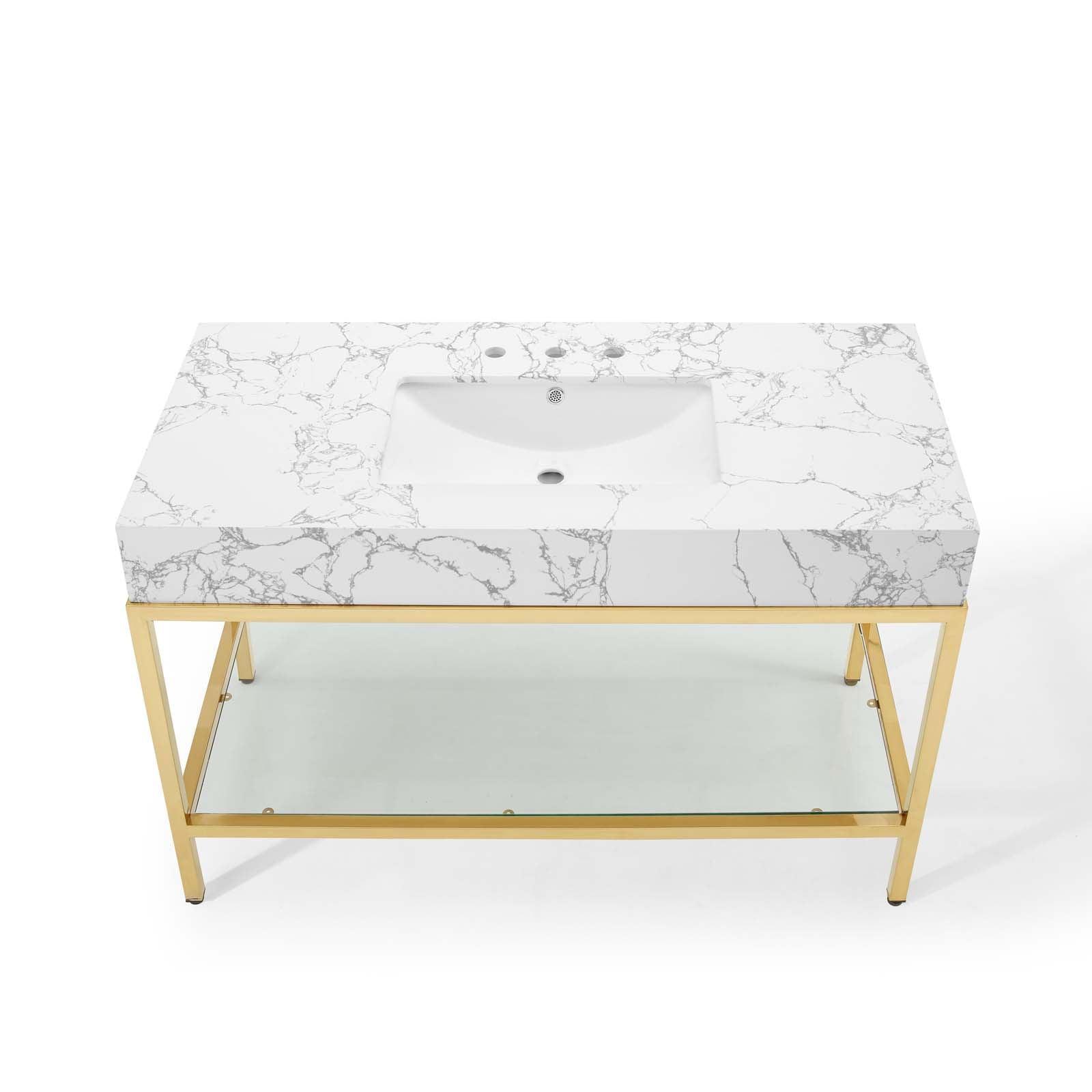 Modway Kingsley 50" Gold Stainless Steel Bathroom Vanity FredCo