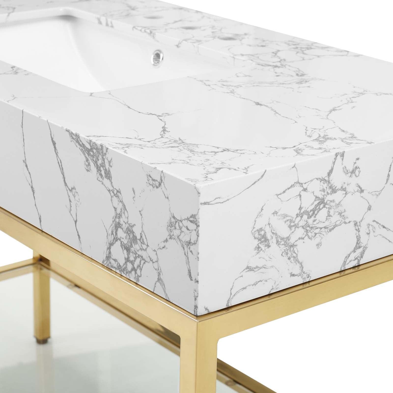 Modway Kingsley 50" Gold Stainless Steel Bathroom Vanity FredCo