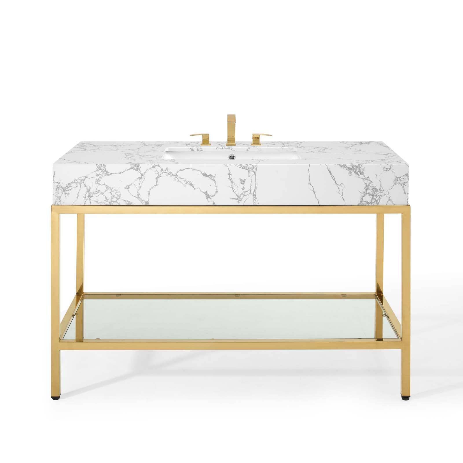 Modway Kingsley 50" Gold Stainless Steel Bathroom Vanity FredCo