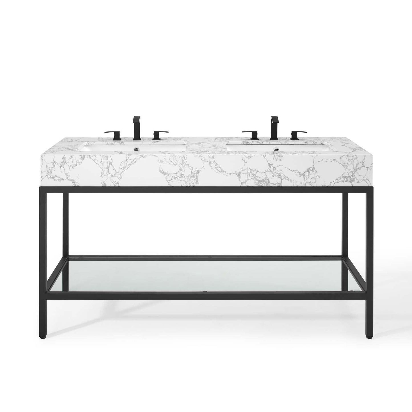 Modway Kingsley 60" Black Stainless Steel Bathroom Vanity FredCo