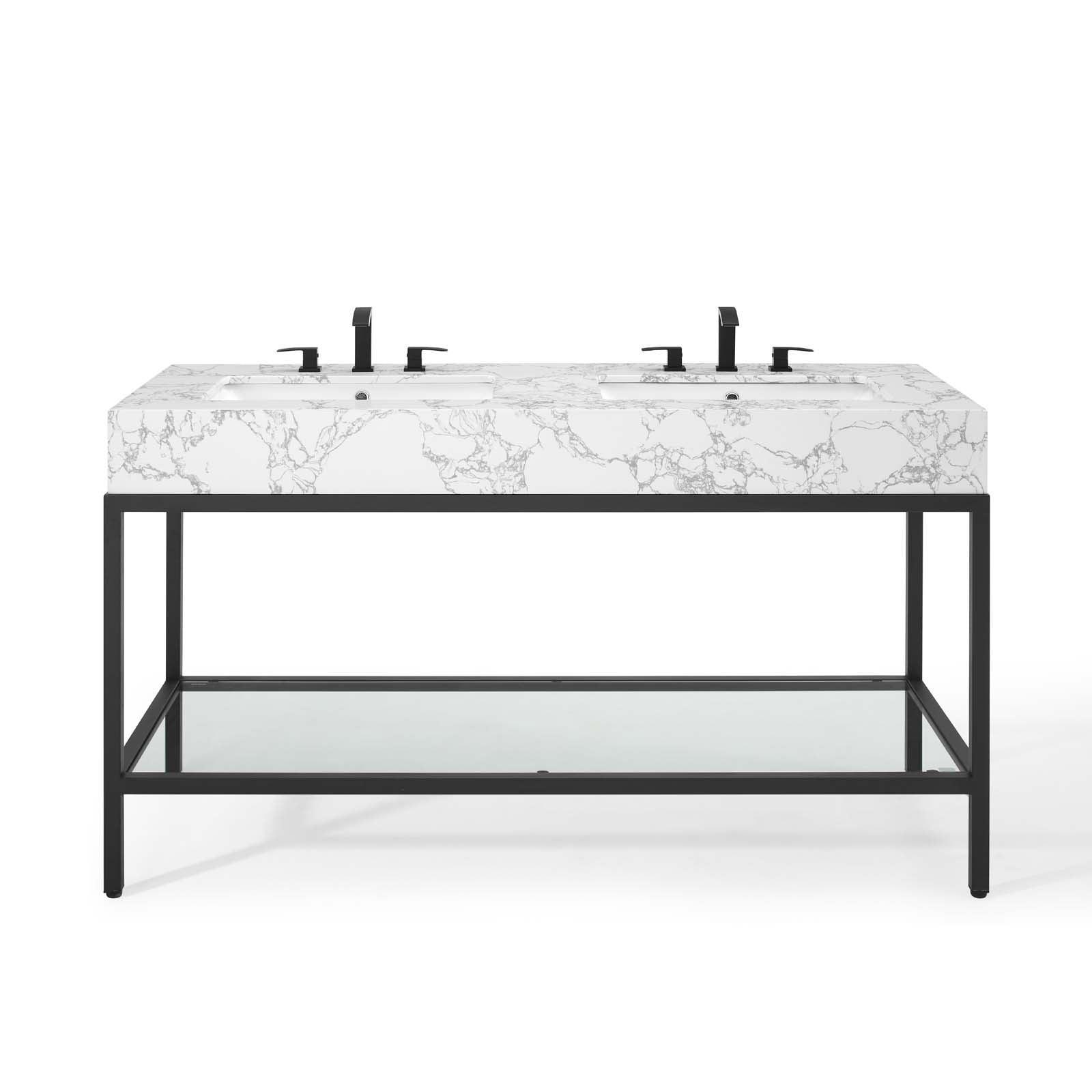 Modway Kingsley 60" Black Stainless Steel Bathroom Vanity FredCo