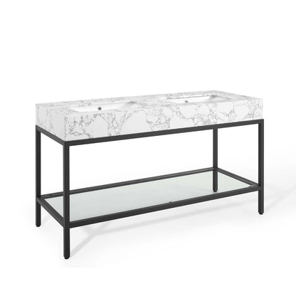 Modway Kingsley 60" Black Stainless Steel Bathroom Vanity FredCo
