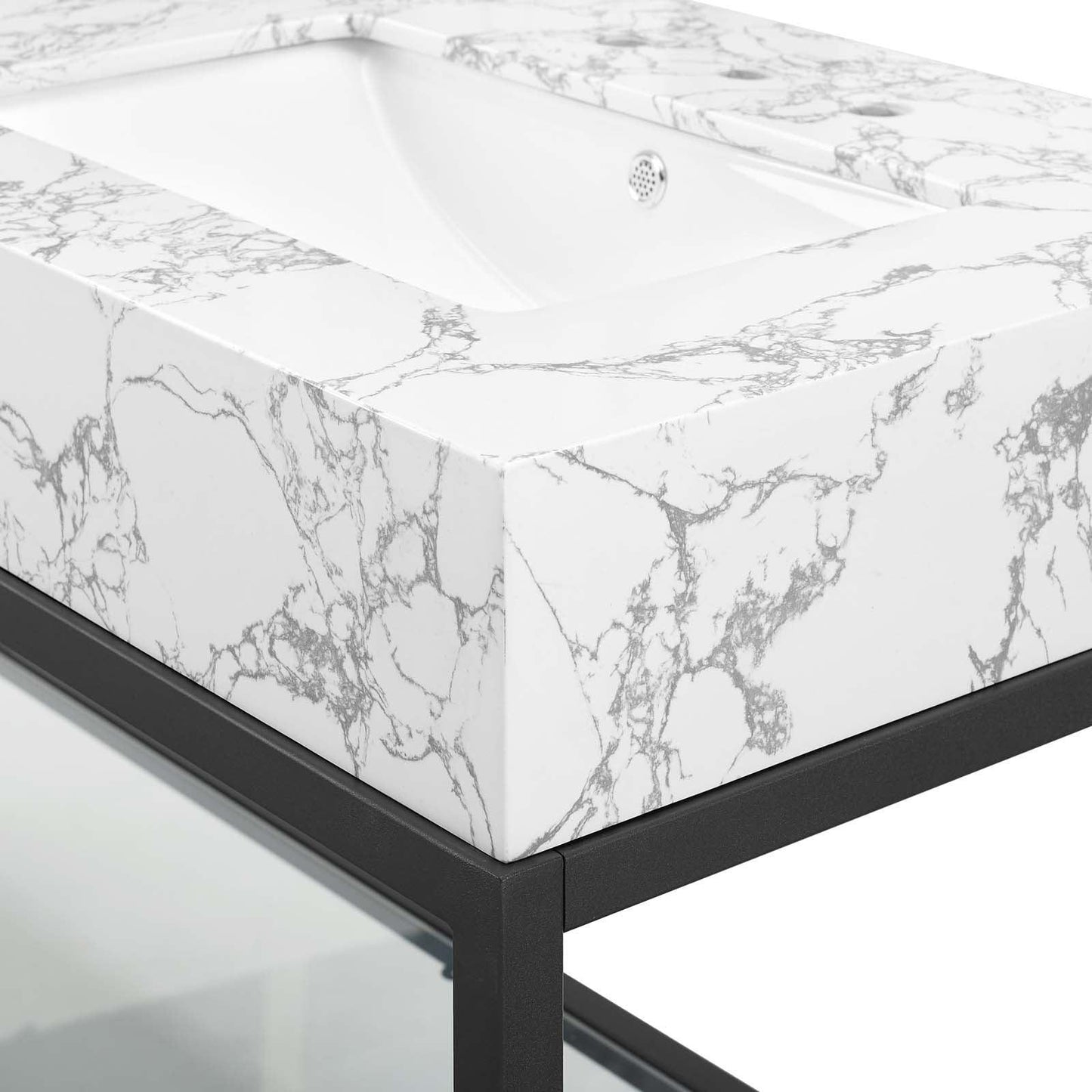 Modway Kingsley 60" Black Stainless Steel Bathroom Vanity FredCo