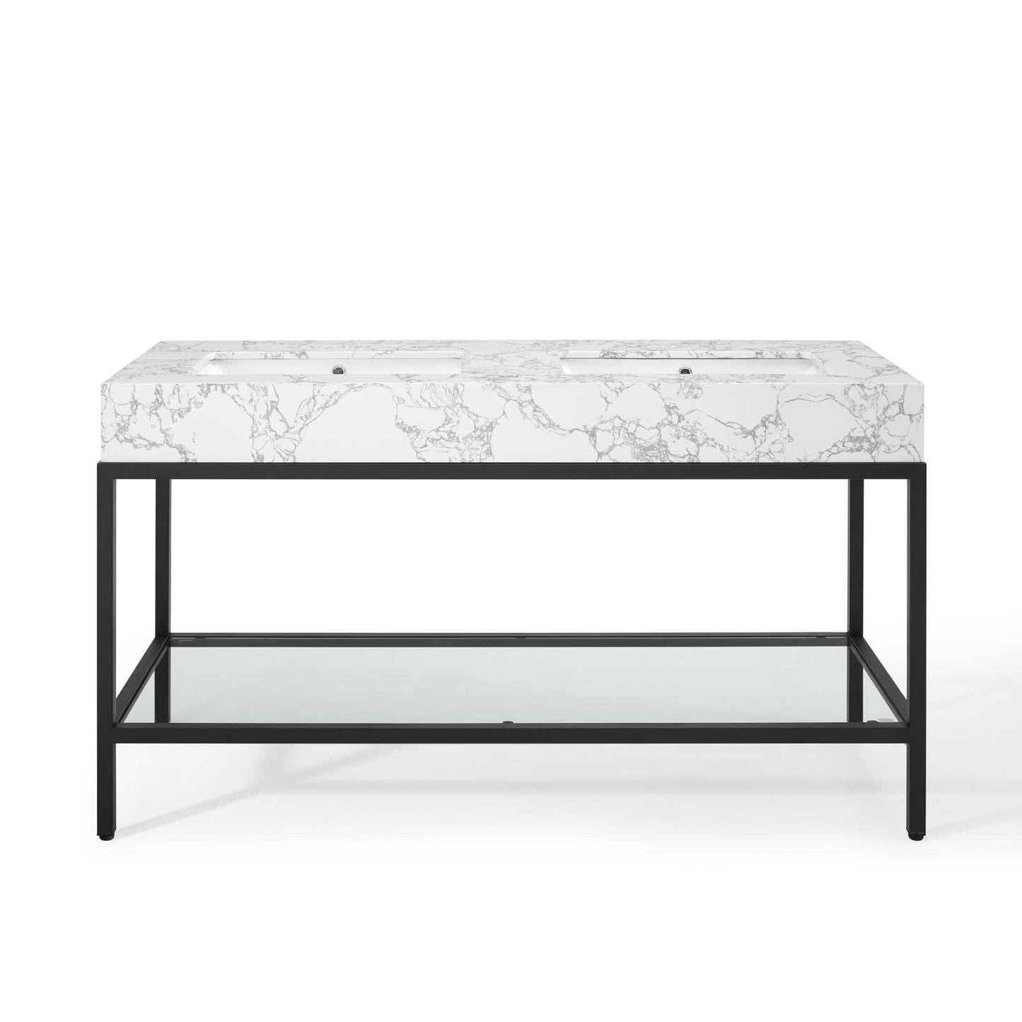 Modway Kingsley 60" Black Stainless Steel Bathroom Vanity FredCo