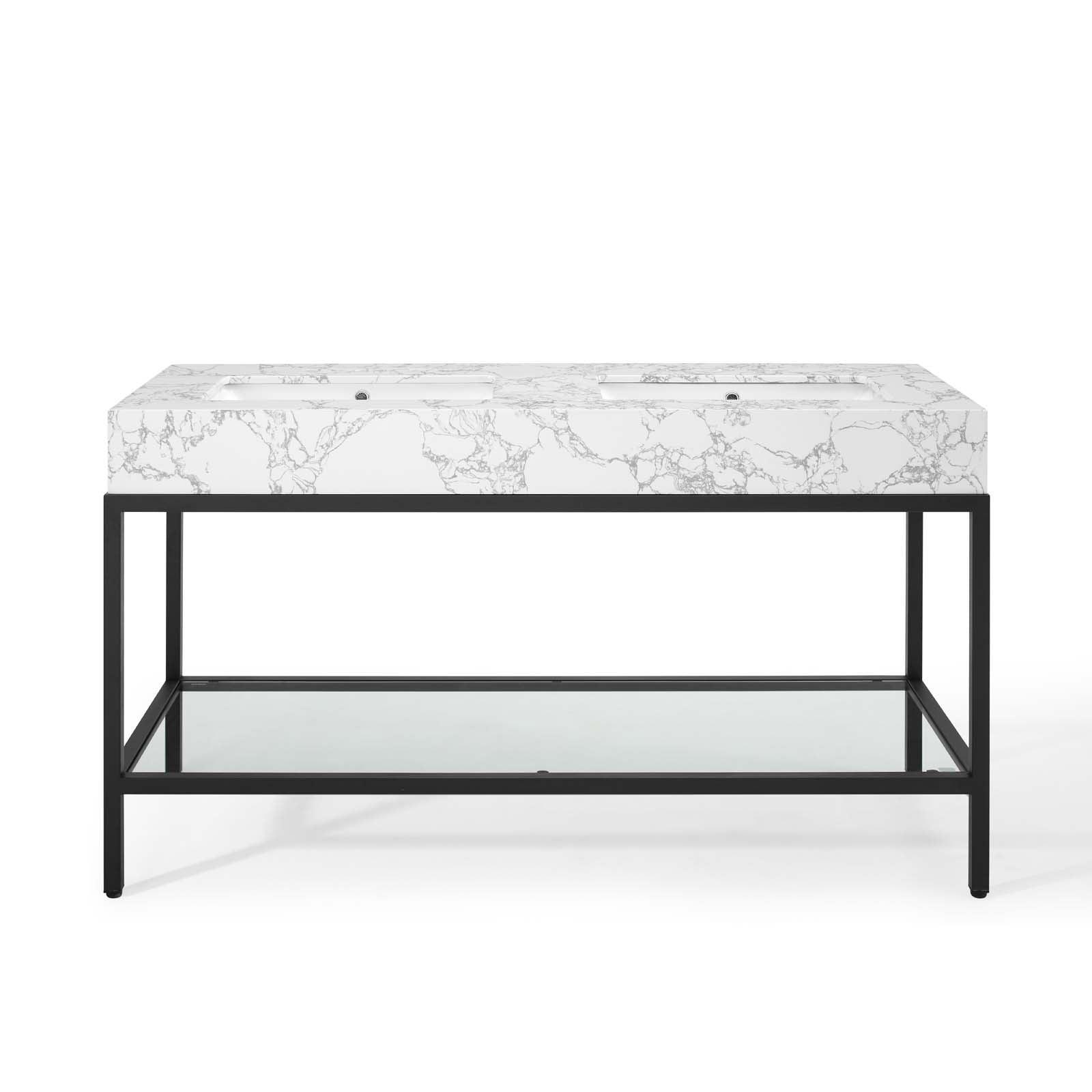 Modway Kingsley 60" Black Stainless Steel Bathroom Vanity FredCo