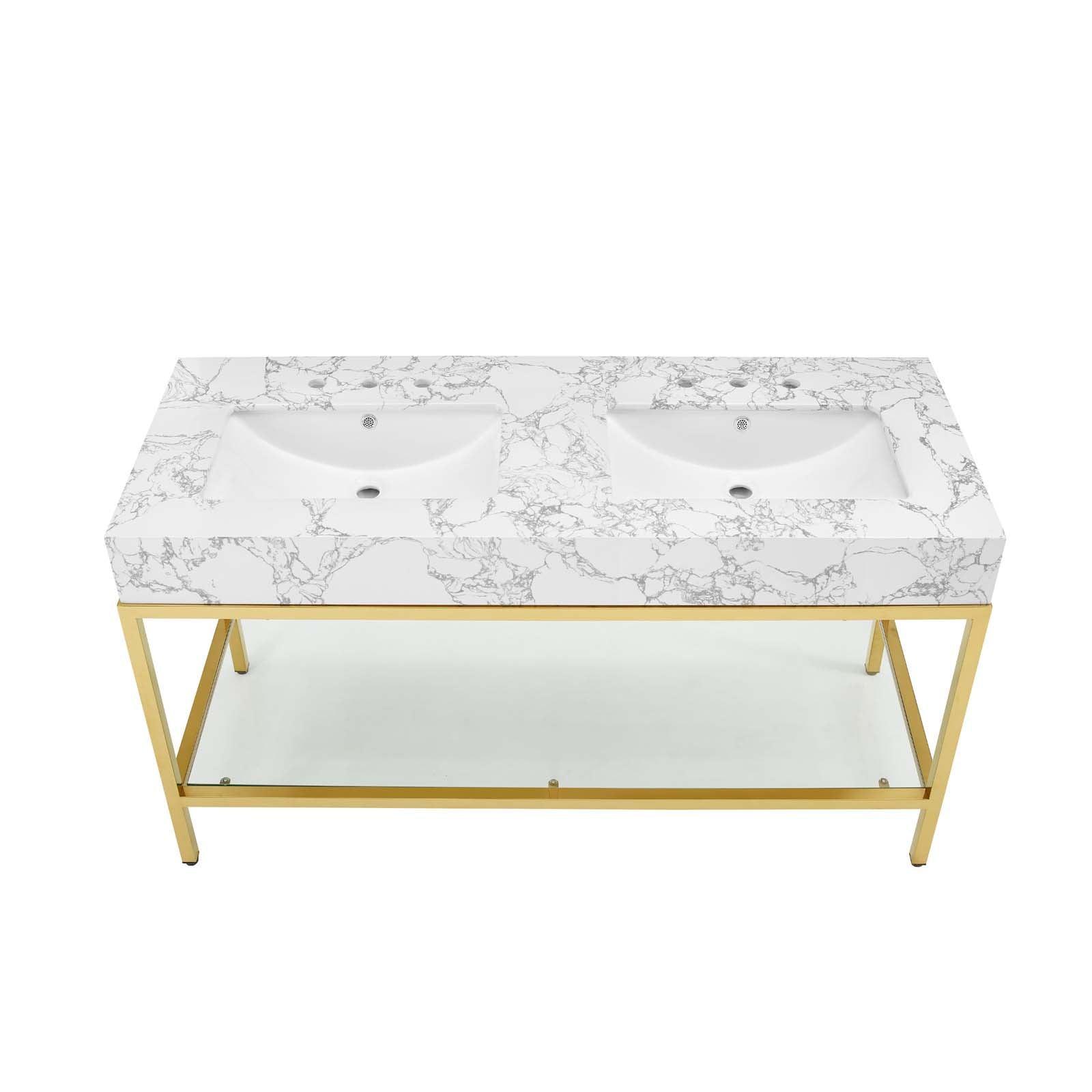 Modway Kingsley 60" Gold Stainless Steel Bathroom Vanity FredCo