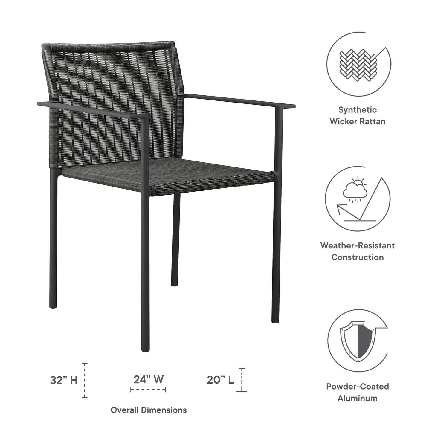 Modway Lagoon Outdoor Patio Dining Armchairs Set of 2 FredCo