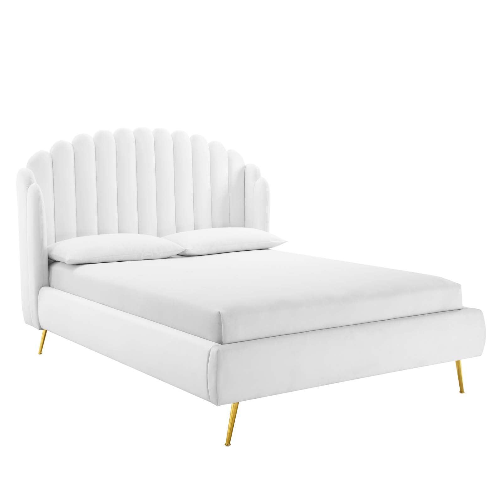 Modway Lana Queen Performance Velvet Wingback Platform Bed FredCo