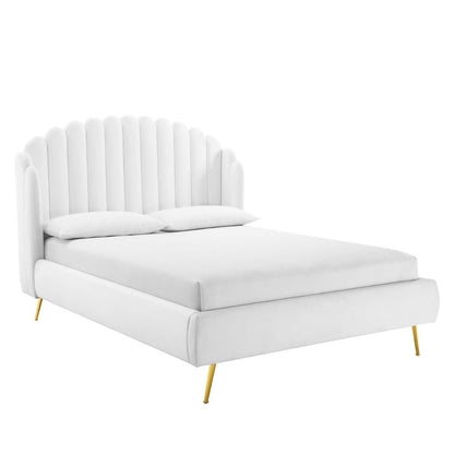 Modway Lana Queen Performance Velvet Wingback Platform Bed FredCo