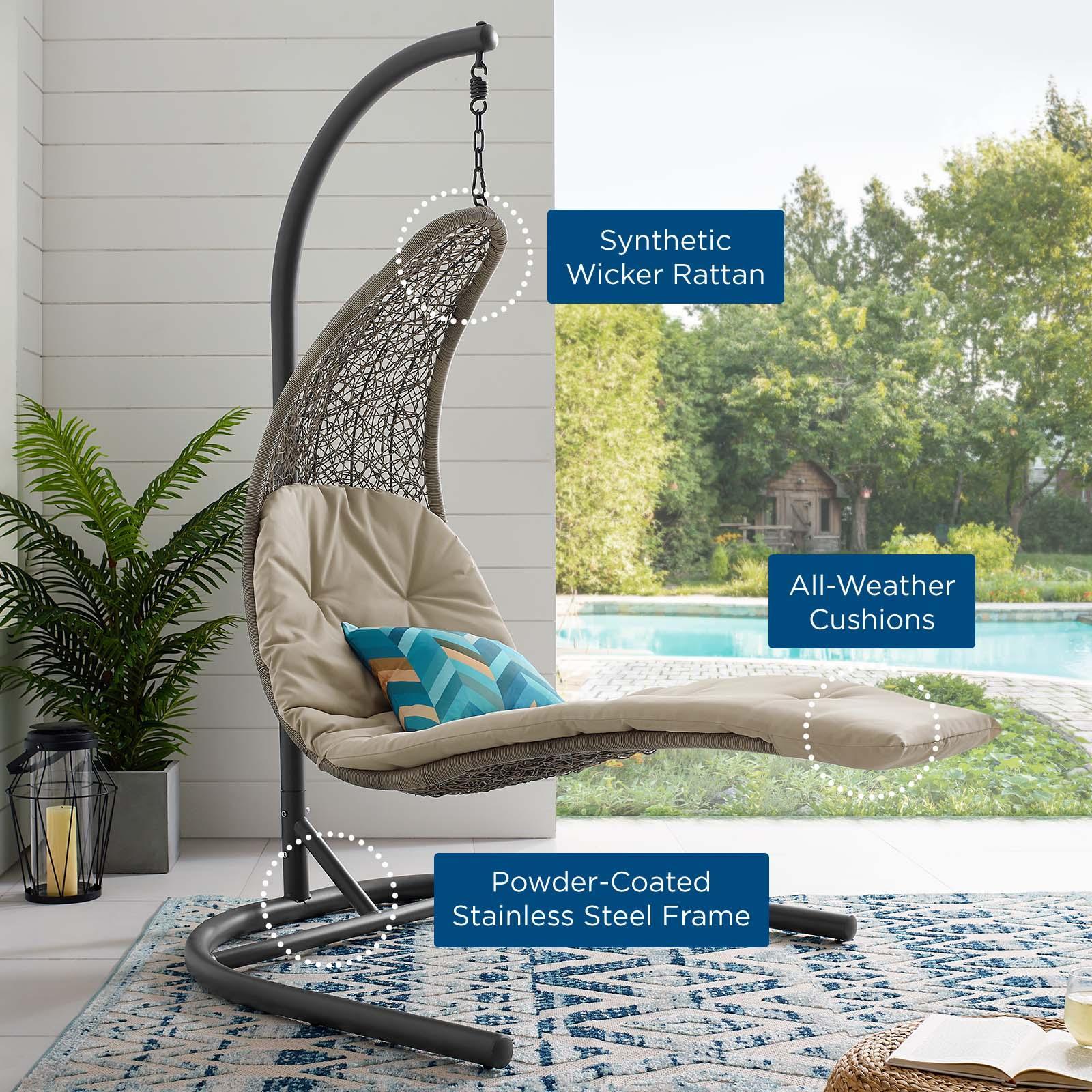 Modway Landscape Hanging Chaise Lounge Outdoor Patio Swing Chair FredCo