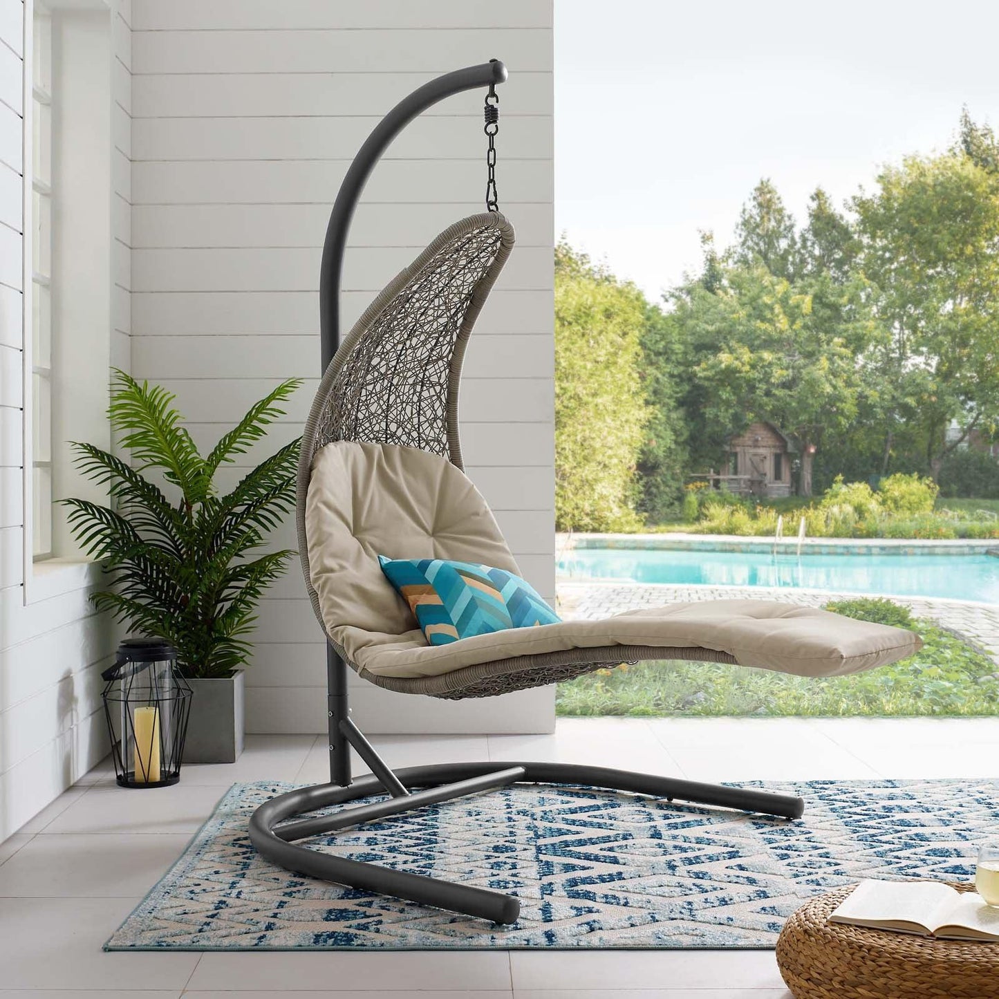 Modway Landscape Hanging Chaise Lounge Outdoor Patio Swing Chair FredCo