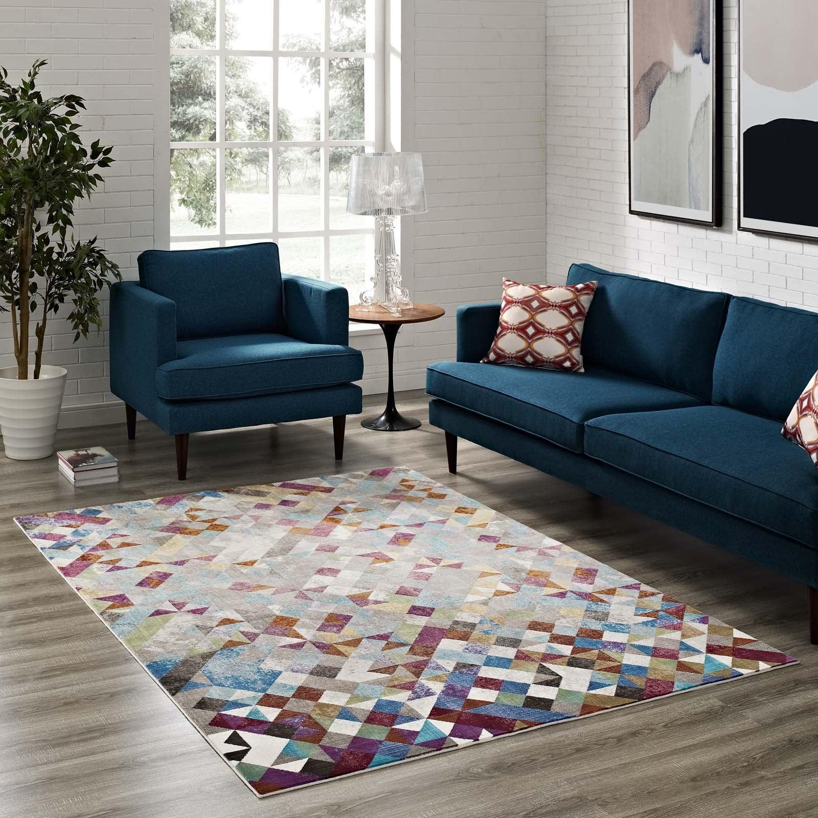 Modway Lavendula Triangle Mosaic Area Rug FredCo