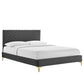 Modway Leah Chevron Tufted Performance Velvet Full Platform Bed FredCo
