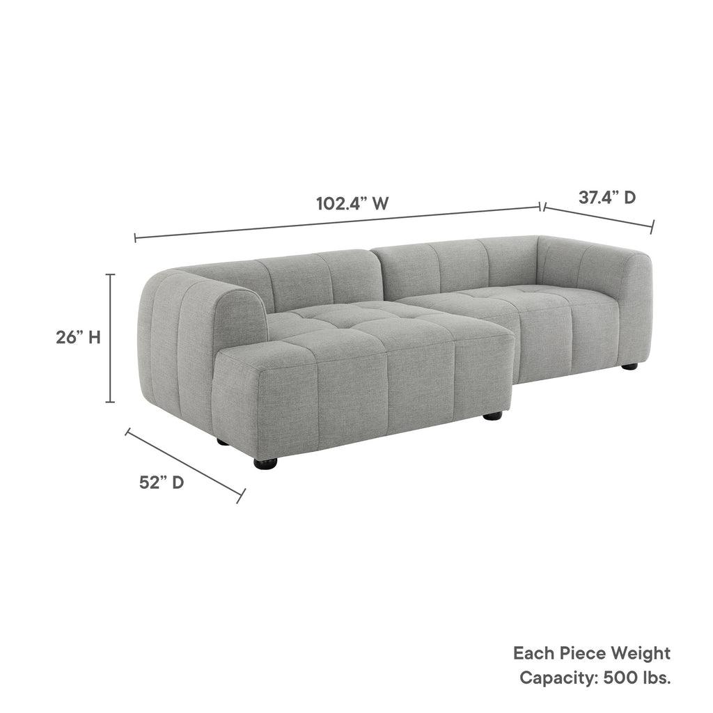 Modway Liana Left-Facing Upholstered Fabric Modular Sofa with Chaise FredCo