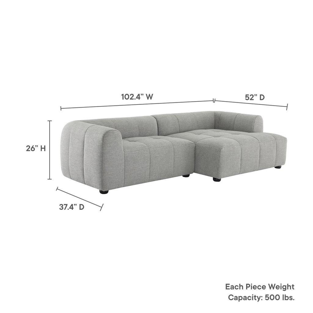 Modway Liana Right-Facing Upholstered Fabric Modular Sofa with Chaise FredCo